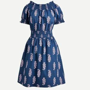 J. Crew Smocked Puff Sleeve Dress Budding Branch NWT